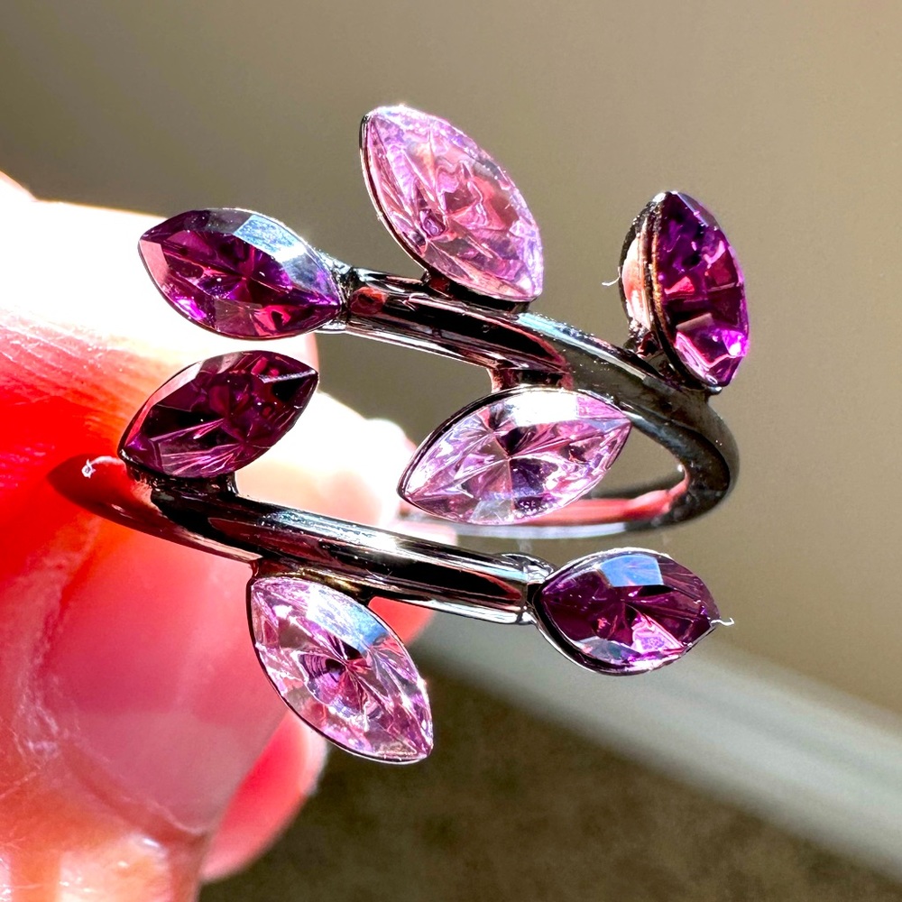 New natural amethyst adjustable ring